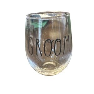 Rae Dunn Groom. Steam-less Wine Glass.
